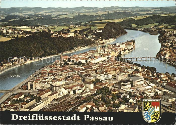 PAssAU Bayern Fliegeraufnahme Dreifluessestadt Inn Ilz Donau