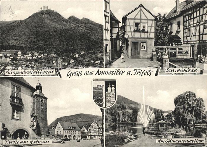 Annweiler Trifels Burgendreifaltigkeit Muehlrad Schwanenweiher Rathaus
