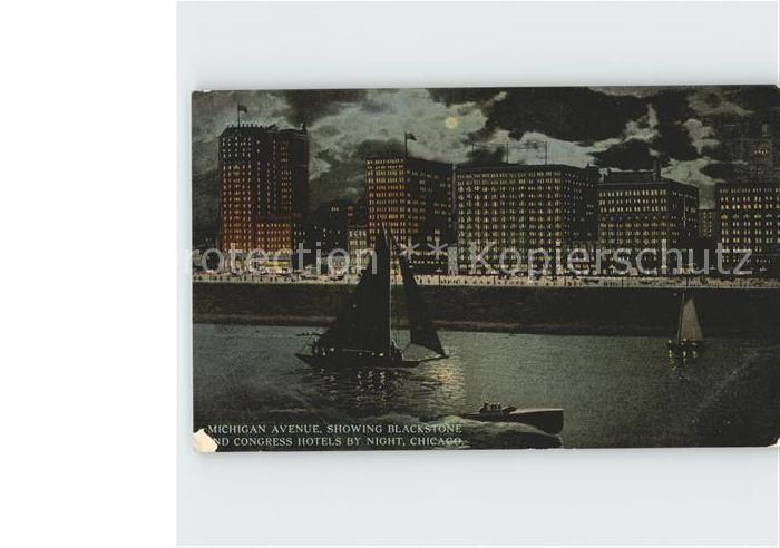 Chicago Illinois Michigan Avenue Showing Blackstone Congress Hotel