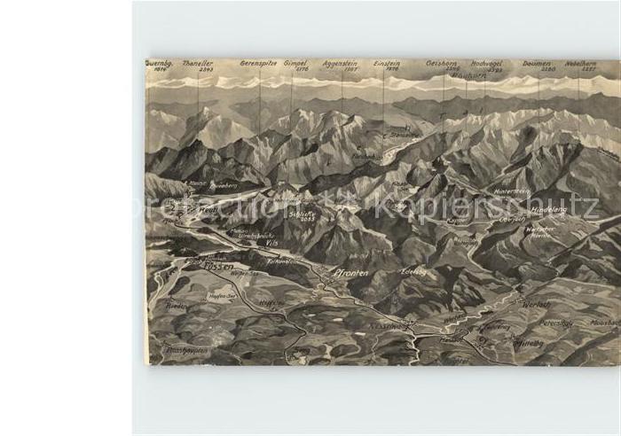Pfronten Ostallgaeu Bayern Panoramakarte Thaneller Edelsberg Hindelang Fuessen