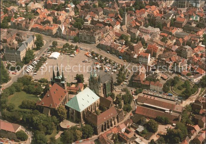 ERFURT  CITY Fliegeraufnahme Domplatz mit Mariendom und Pfarrkirche Sankt Seven