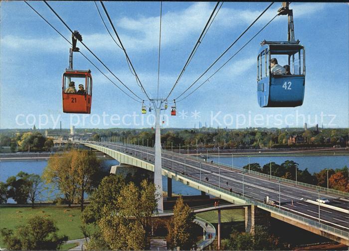Koeln Rhein Zoobruecke mit Rheinseilbahn