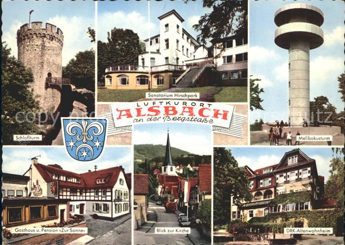 Alsbach Bergstrasse Schlossturm Kirche Melibokusturm