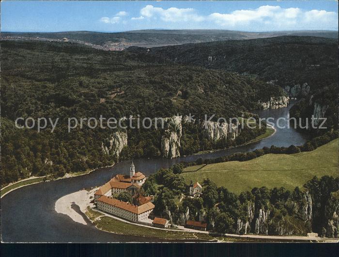 Weltenburg Kelheim Fliegeraufnahme Kloster Weltenburg mit Donaudurchbruch