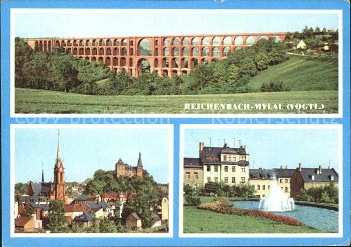 Mylau Goltzschtalbruecke Ortsblick Kirche Reichenbach
