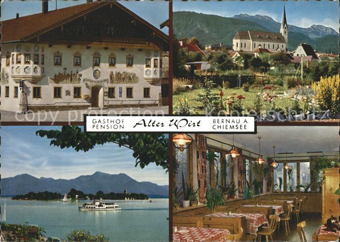 Bernau Chiemsee Gasthof Pension Alter Wirt Gaststube Kirche Dampfer