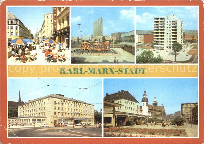 Karl-Marx-Stadt CHEMNITZ Cafe Bruehl Interhotel Kongress Punkthaus Interhotel Ch