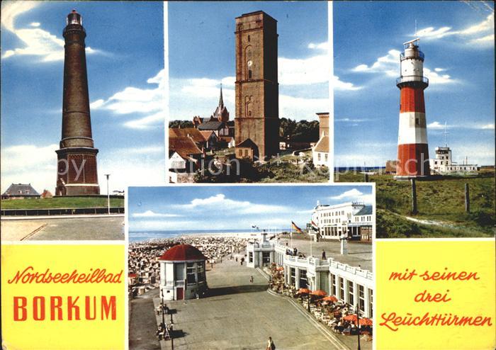 BORKUM Nordseebad Niedersachsen Drei Leuchttuerme Strand Promenade Musikpavillon