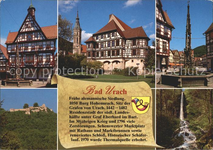 Bad Urach Rathaus Schloss Amanduskirche Marktbrunnen Burgruine Hohenurach Wasser