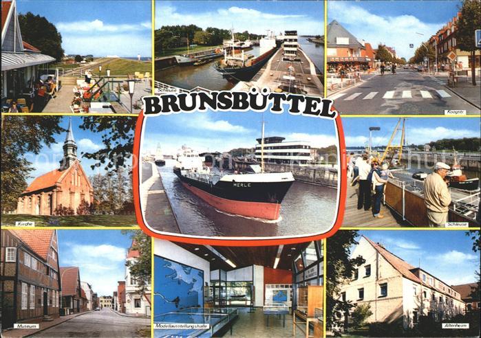 Brunsbuettel Schleuse Koogstr Kirche Frachter Merle Museum Mdellausttellungshall