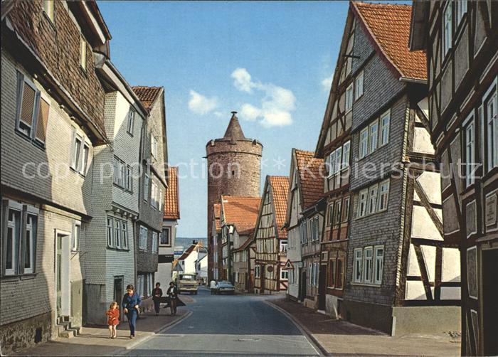 Alsfeld Hintere Fuldagasse mit Leonhards Turm
