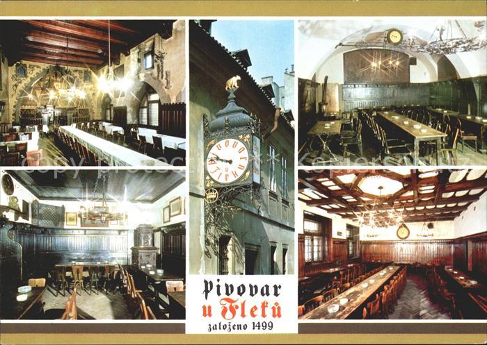 Praha Prahy Prague Pivovar U Flecku Speisesaal Wirtshausschild