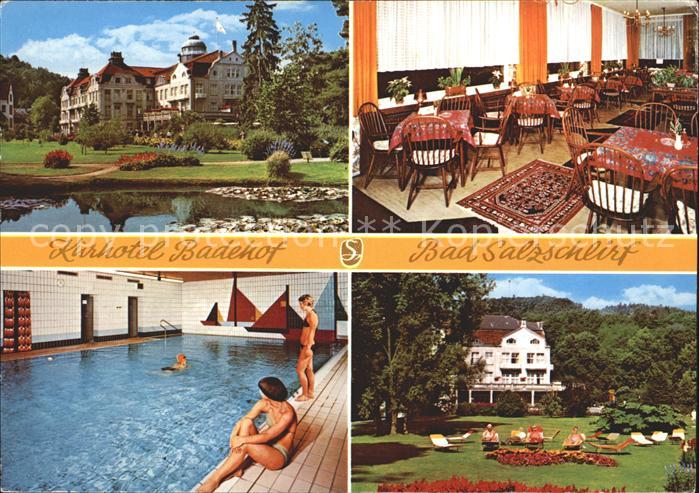 Bad Salzschlirf Kurhotel Badehof Speiseraum Hallenbad Garten