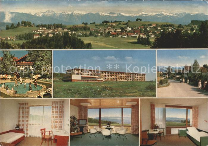 Scheidegg Allgaeu Panorama Kursanatorium Sonnenalm Swimmingpool Zimmer TV Raum
