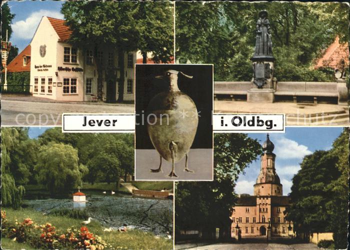 Jever Hist Gaststaette Haus der Getreuen Brunnen Teich Schloss
