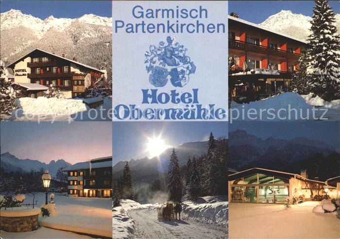GARMISCH-PARTENKIRCHEN Bayern Hotel Obermuehle Teilansichten Pferdeschlitten