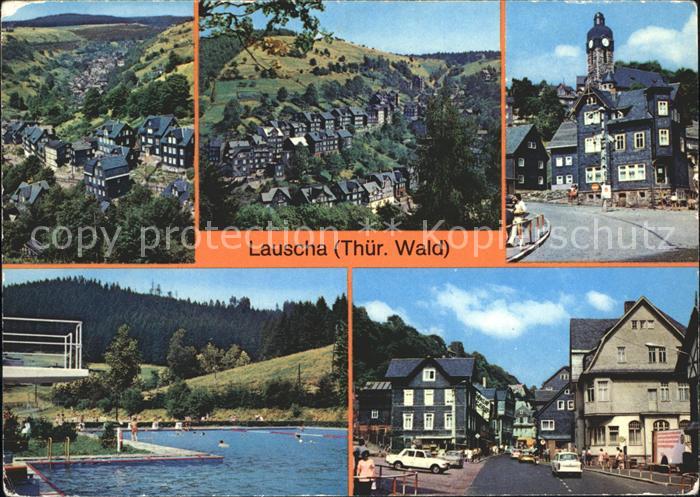 Lauscha Teilansichten Huettenplatz Bad Kulturhaus am Huettenplatz