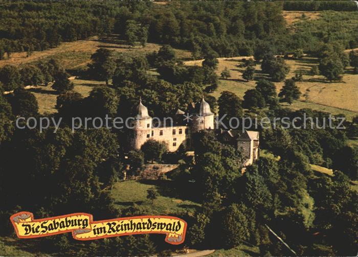 Sababurg Dornroeschenschloss im Reinhardswald Fliegeraufnahme
