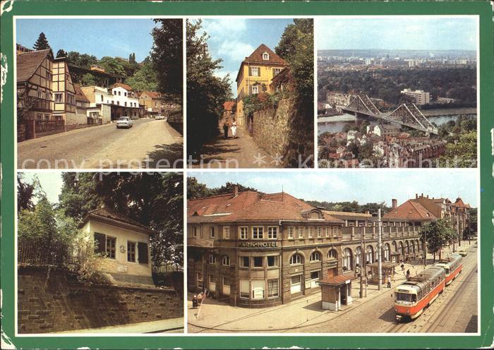DRESDEN Elbe Strassenpartie Bruecke Parkhotel