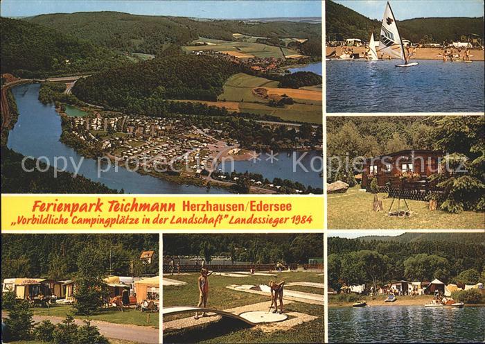 Herzhausen Edersee Ferienpark Teichmann Campingplatz Fliegeraufnahme Teilansicht