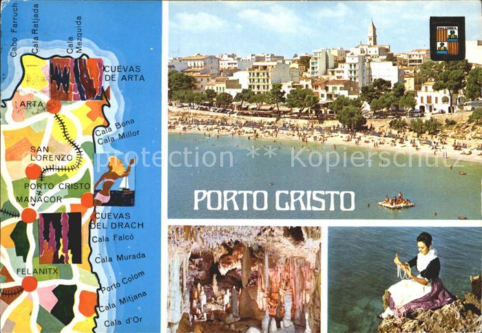 Porto Cristo Strandpartie uebersichtskarte Grotte Landestracht
