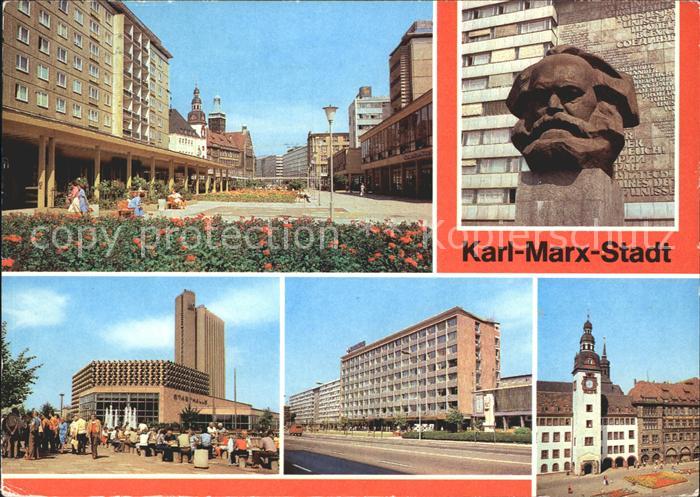 Karl-Marx-Stadt CHEMNITZ Rosenhof Karl Marx Monument Stadthalle Interhotel Kongr