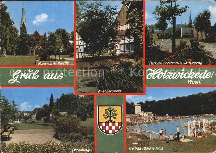 Holzwickede Park Ehrenmal katholische Kirche Freibad Schoene Floete Emscherquell