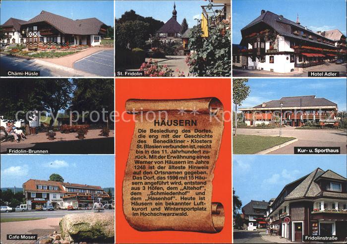 Haeusern Schwarzwald Cafe Moser Fridolinstrasse Hotel Adler Chaemi-Huesle