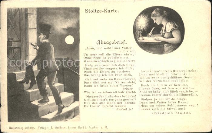 Gedicht auf AK Friedrich Stoltze Absagebrief