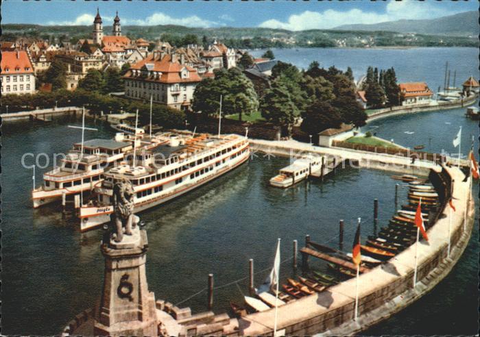 Motorschiffe Lindau am Bodensee Hafenpartie Fliegeraufnahme
