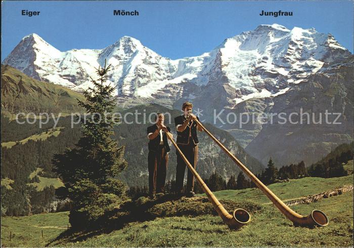 Alphorn Alphornblaeser Muerren Jungfraugruppe