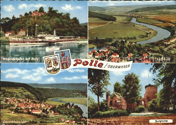 Polle Fliegeraufnahme Weser Burgruine