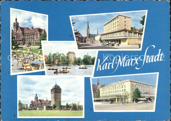 Karl-Marx-Stadt CHEMNITZ Rathaus Hochhaus am Schlossteich Roter Turm