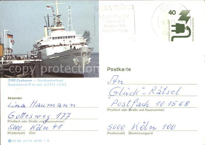 Cuxhaven Nordseebad Schiff an der Alten Liebe