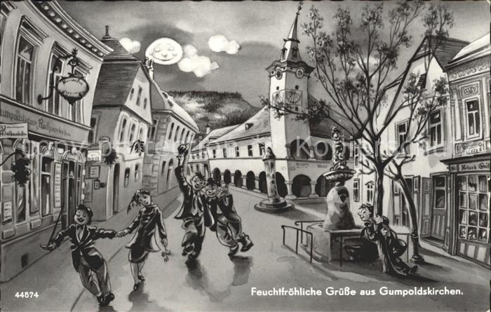 Gumpoldskirchen Niederoesterreich Zecher auf dem Nachauseweg Karikatur