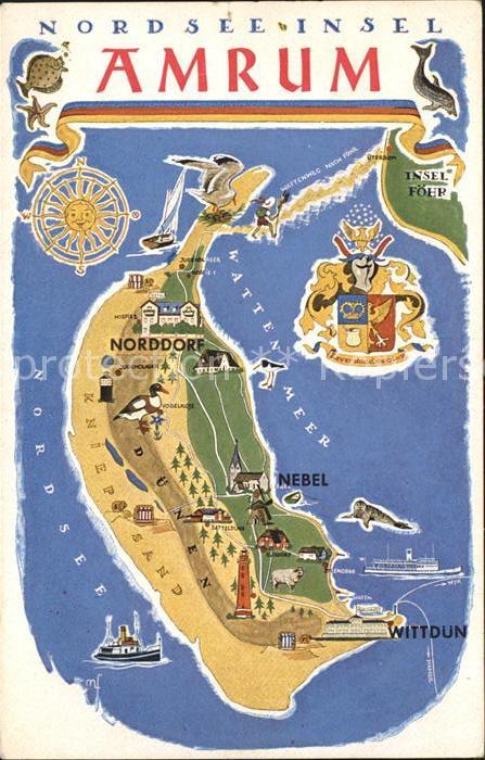 Amrum Nordseeinsel Lageplan Illustration