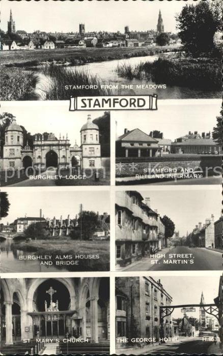 Stamford from the Meadows Burghley Lodge Rutland Infirmary Burghley Alms Houses