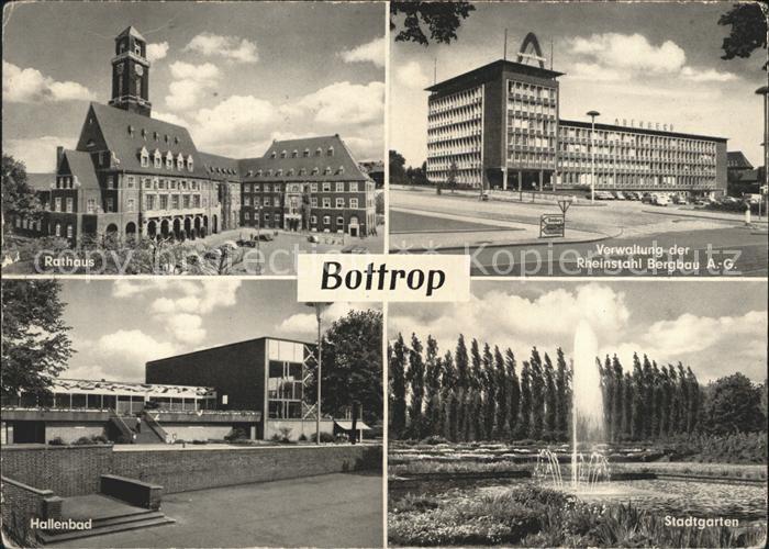 Bottrop Rathaus Verwaltung der Rheinstahl AG Hallenbad Stadtgarten Fontaene