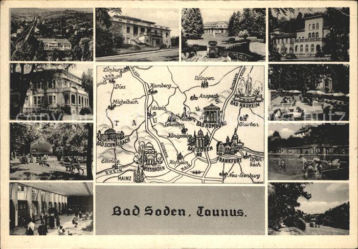 Bad Soden Taunus uebersichtskarte Orts und Teilansichten Schwimmbad