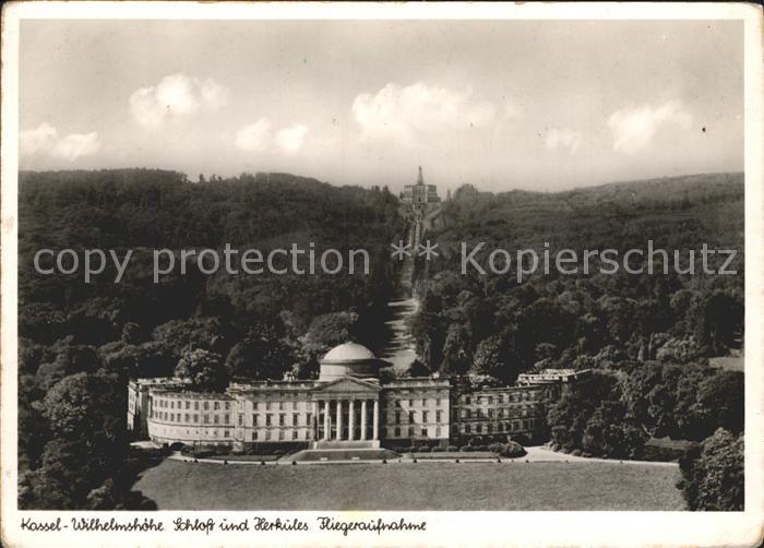 Wilhelmshoehe Kassel Schloss und Herkules Fliegeraufnahme