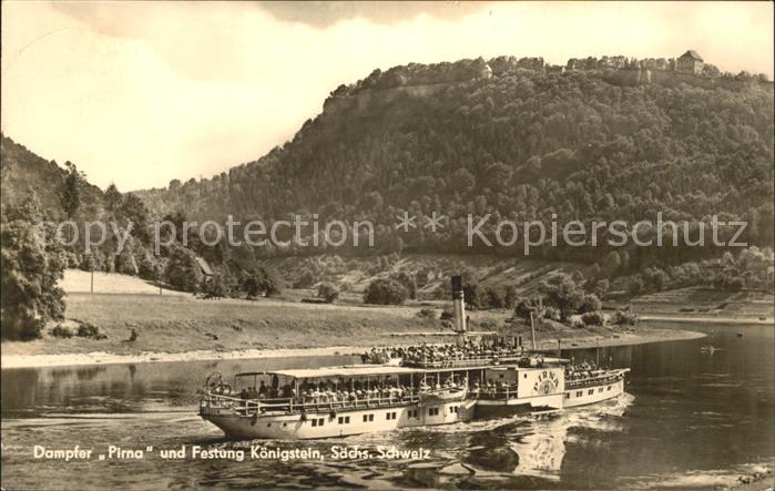 Koenigstein Saechsische Schweiz Dampfer Pirna und Festung Koenigstein