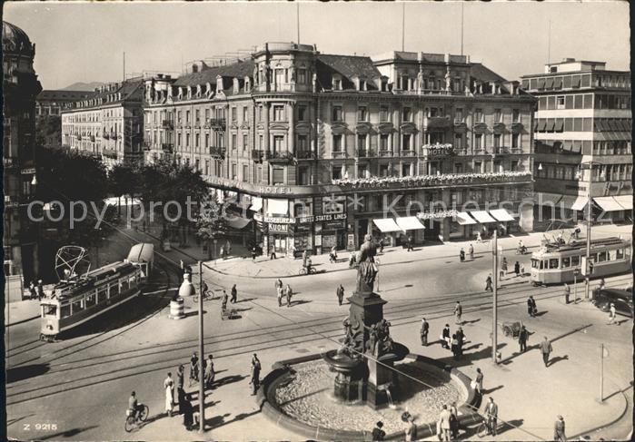 Strassenbahn Zuerich Bahnhofplatz Hotel Schweizerhof