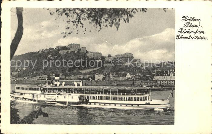 Dampfer Seitenrad Vaterland Koblenz Ehrenbreitstein