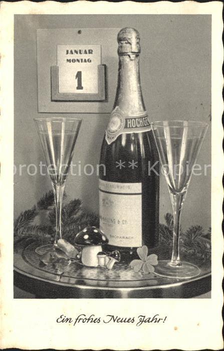 Neujahr Sekt Sektglaeser Pilz Kleeblatt