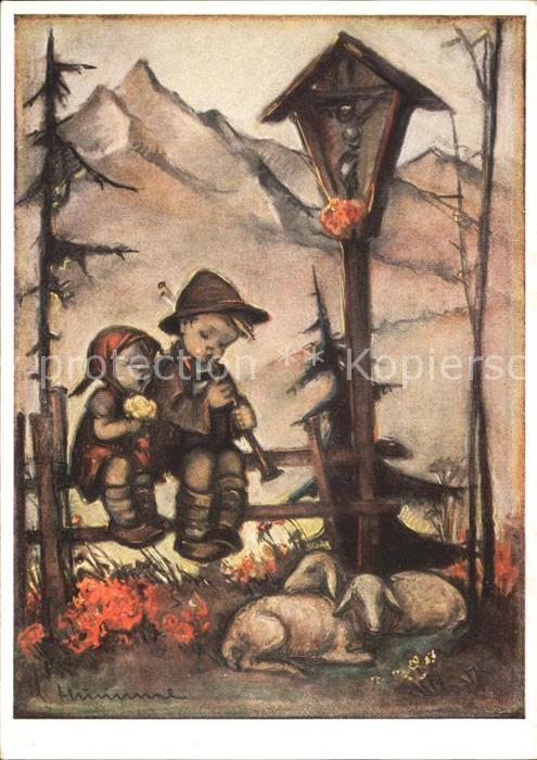 Hummel Nr. 4971 Hirtenlied Kinder Laemmer Wegkreuz
