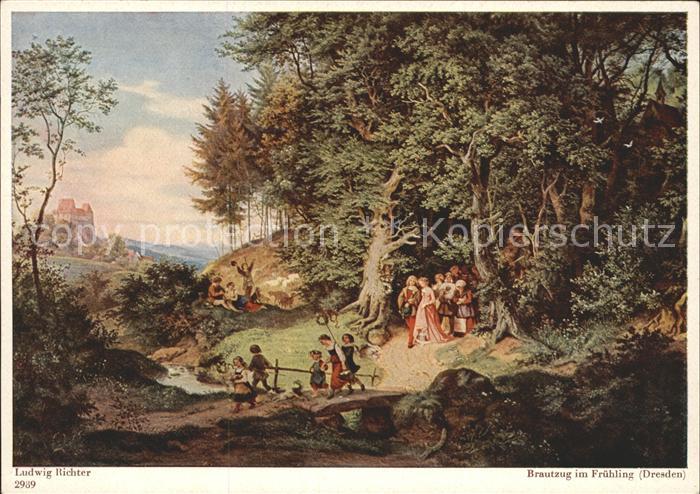 Ludwig Richter Brautzug im Fruehling F.-A.-Ackermann-Verlag-Nr. 2989