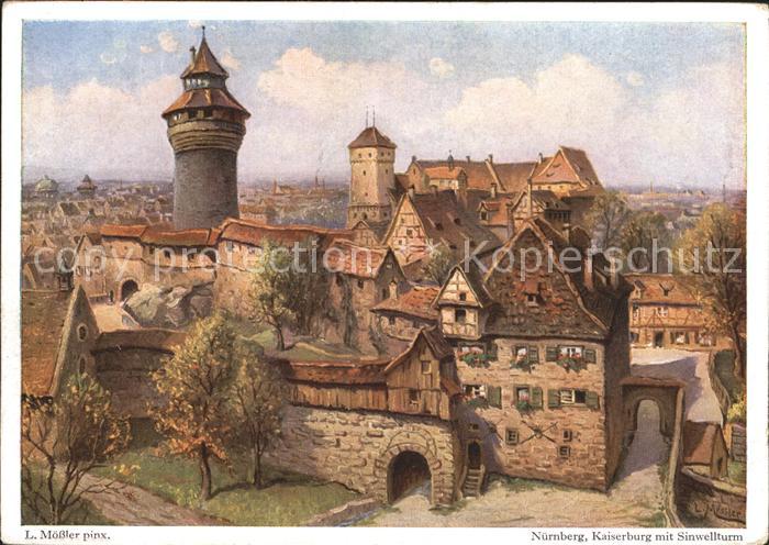 Moessler L. Nuernberg Kaiserburg Sinwellturm