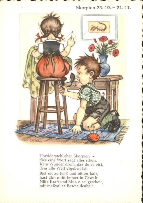 Sternzeichen Skorpion Kuenstlerkarte Hanitzsch