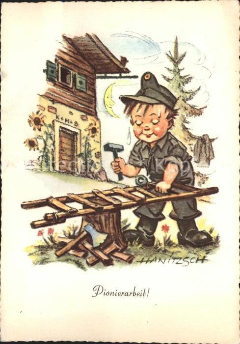 Hanitzsch Pionierarbeit Hammer Axt Holz Leiter
