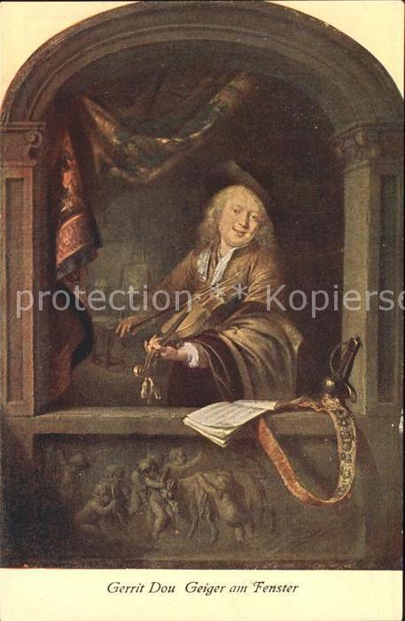 Kuenstlerkarte Gerrit Dou Geiger am Fenster